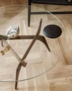 Brdr. Krüger Soffbord-Triiio Soffbord Ø90 cm, Obehandlad Ek / Klarglas