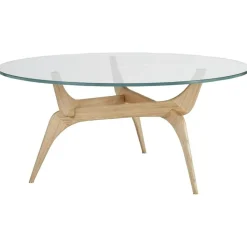 Brdr. Krüger Soffbord-Triiio Soffbord Ø90 cm, Obehandlad Ek / Klarglas