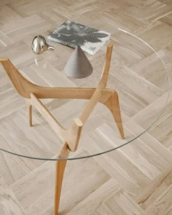 Brdr. Krüger Soffbord-Triiio Soffbord Ø90 cm, Obehandlad Ek / Klarglas