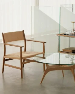 Brdr. Krüger Soffbord-Triiio Soffbord Ø90 cm, Obehandlad Ek / Klarglas