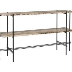 TS Console Sidobord 120x30x72 cm, Polerat Stål / Vit Carraramarmor