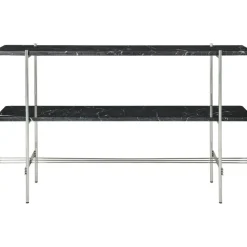 TS Console Sidobord 120x30x72 cm, Polerat Stål / Vit Carraramarmor