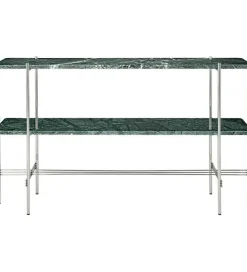 TS Console Sidobord 120x30x72 cm, Polerat Stål / Vit Carraramarmor
