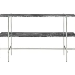TS Console Sidobord 120x30x72 cm, Polerat Stål / Vit Carraramarmor