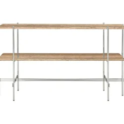 TS Console Sidobord 120x30x72 cm, Polerat Stål / Vit Carraramarmor