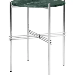 GUBI Sidobord & Avlastningsbord-TS Sidobord 40 cm, Polerat Stål / Vit Carraramarmor