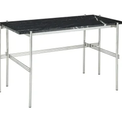 TS Skrivbord 60x120 cm, Polerat Stål / Vit Carraramarmor