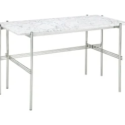 TS Skrivbord 60x120 cm, Polerat Stål / Vit Carraramarmor
