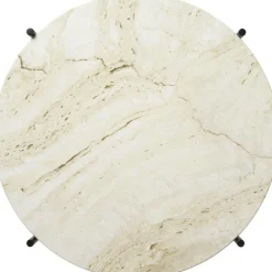 GUBI Sidobord & Avlastningsbord|Soffbord-TS Soffbord 55 cm, Polerat Stål / Vit Carraramarmor