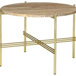 GUBI Sidobord & Avlastningsbord|Soffbord-TS Soffbord 55 cm, Polerat Stål / Vit Carraramarmor