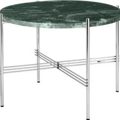 GUBI Sidobord & Avlastningsbord|Soffbord-TS Soffbord 55 cm, Polerat Stål / Vit Carraramarmor
