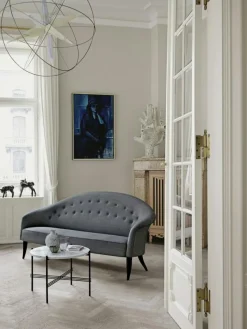 GUBI Sidobord & Avlastningsbord|Soffbord-TS Soffbord 55 cm, Polerat Stål / Vit Carraramarmor