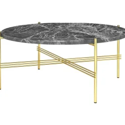 TS Soffbord 80 cm, Polerat Stål / Vit Carraramarmor