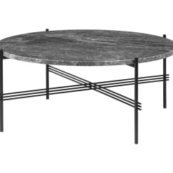 TS Soffbord 80 cm, Polerat Stål / Vit Carraramarmor