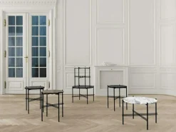 TS Soffbord 80 cm, Polerat Stål / Vit Carraramarmor