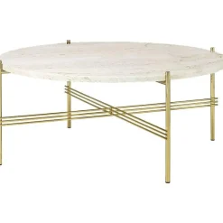 TS Soffbord 80 cm, Polerat Stål / Vit Carraramarmor