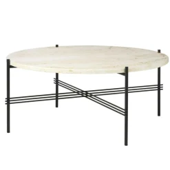 TS Soffbord 80 cm, Polerat Stål / Vit Carraramarmor