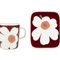 Unikko Anniversary Frukostset Vinröd 2-pack