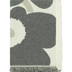 Marimekko Överkast-Unikko Jacquard Pläd 150x220 cm, Charcoal / Off-white / Sand