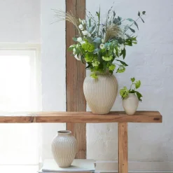 Knabstrup Keramik Vaser-Vas Räfflad 27 cm, Sand