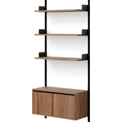 Vägghylla 1900 Lågt Skåp Med Dörrar, Ek / Svart