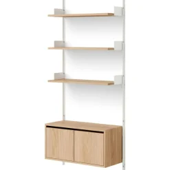 Vägghylla 1900 Lågt Skåp Med Dörrar, Ek / Svart