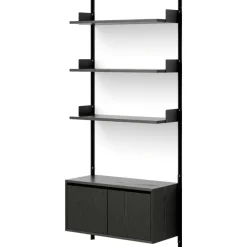 Vägghylla 1900 Lågt Skåp Med Dörrar, Ek / Svart