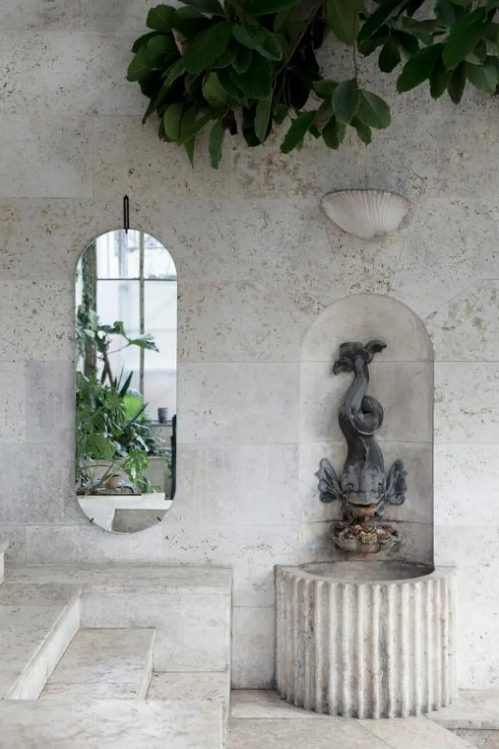 Väggspegel Hög, Mässing