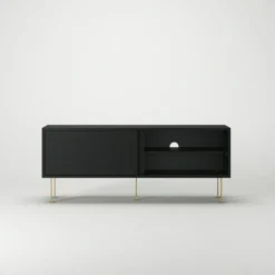 Decotique Tv-Bänkar & Mediabänkar-Vogue Mediabänk Med Ben 136 cm, Valnöt / Svart