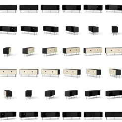 Decotique Tv-Bänkar & Mediabänkar-Vogue Mediabänk Med Ben 136 cm, Valnöt / Svart