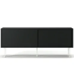 Decotique Tv-Bänkar & Mediabänkar-Vogue Mediabänk Med Ben 136 cm, Valnöt / Svart