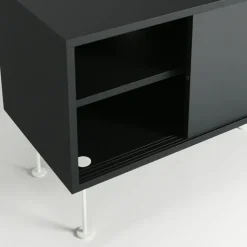 Decotique Tv-Bänkar & Mediabänkar-Vogue Mediabänk Med Ben 136 cm, Valnöt / Svart