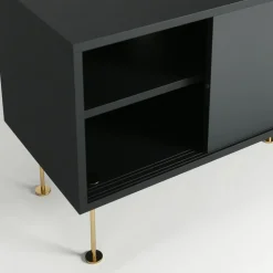 Decotique Tv-Bänkar & Mediabänkar-Vogue Mediabänk Med Ben 136 cm, Valnöt / Svart