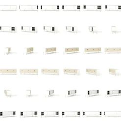 Vogue Mediabänk Med Ben 180 cm, Vitpigmenterad Ek / Mässing