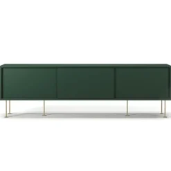 Vogue Mediabänk Med Ben 180 cm, Vitpigmenterad Ek / Mässing