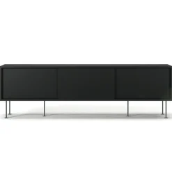 Vogue Mediabänk Med Ben 180 cm, Vitpigmenterad Ek / Mässing