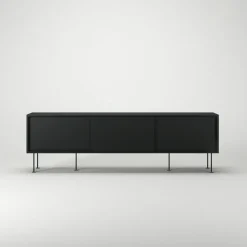 Vogue Mediabänk Med Ben 180 cm, Vitpigmenterad Ek / Mässing