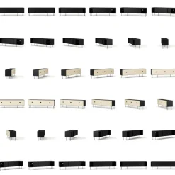 Vogue Mediabänk Med Ben 180 cm, Vitpigmenterad Ek / Mässing