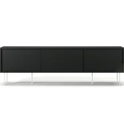 Vogue Mediabänk Med Ben 180 cm, Vitpigmenterad Ek / Mässing