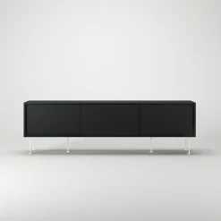 Vogue Mediabänk Med Ben 180 cm, Vitpigmenterad Ek / Mässing