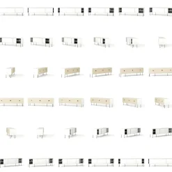 Vogue Mediabänk Med Ben 180 cm, Vitpigmenterad Ek / Mässing