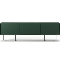 Vogue Mediabänk Med Ben 180 cm, Vitpigmenterad Ek / Mässing