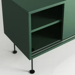 Vogue Mediabänk Med Ben 180 cm, Vitpigmenterad Ek / Mässing