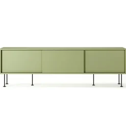 Vogue Mediabänk Med Ben 180 cm, Vitpigmenterad Ek / Mässing