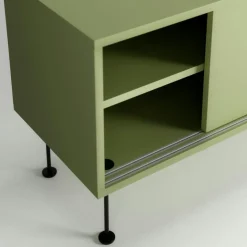 Vogue Mediabänk Med Ben 180 cm, Vitpigmenterad Ek / Mässing