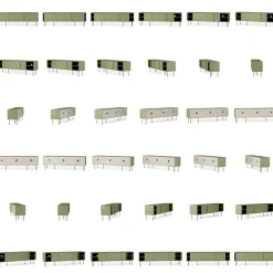 Vogue Mediabänk Med Ben 180 cm, Vitpigmenterad Ek / Mässing