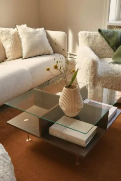 Decotique Soffbord-Vogue Soffbord 70x70 cm, Valnöt / Mässing