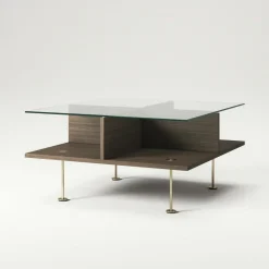 Decotique Soffbord-Vogue Soffbord 70x70 cm, Valnöt / Mässing