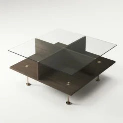 Decotique Soffbord-Vogue Soffbord 70x70 cm, Valnöt / Mässing