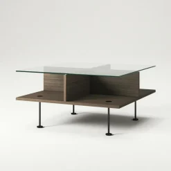 Decotique Soffbord-Vogue Soffbord 70x70 cm, Valnöt / Mässing